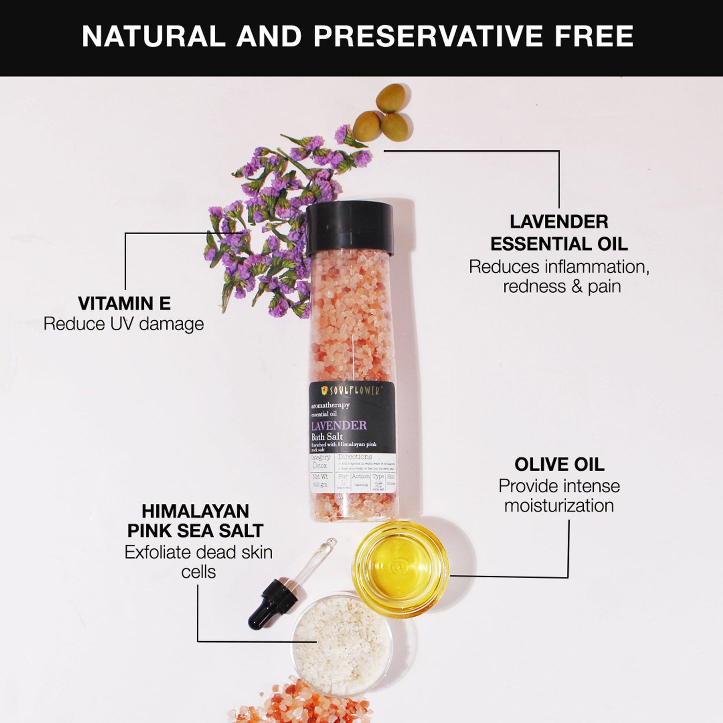 Soulflower Exfoliating Lavender Himalayan Pink Rock Bath Salt With Vitamin E Olive For Sore Muscles