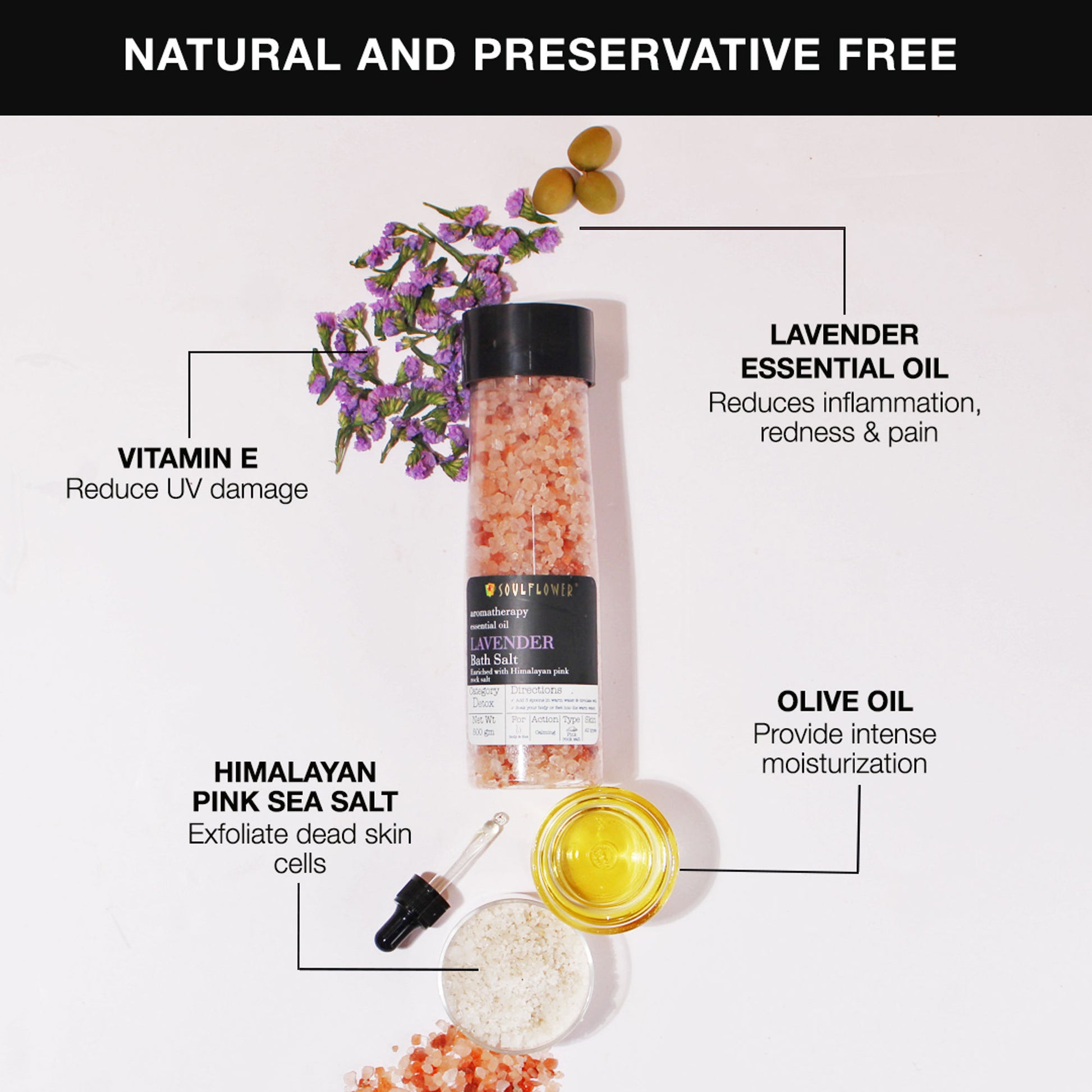 Soulflower Exfoliating Lavender Himalayan Pink Rock Bath Salt With Vitamin E Olive For Sore Muscles