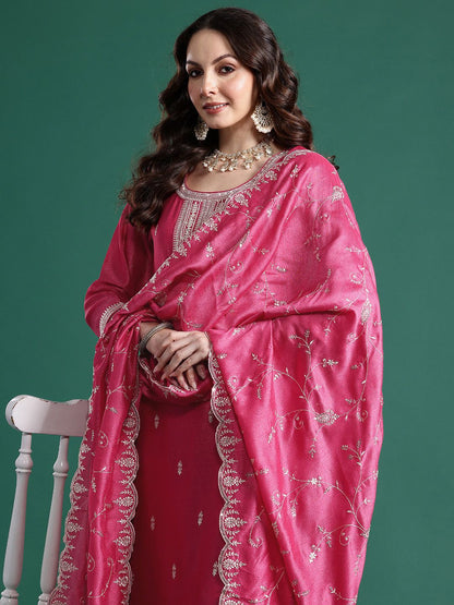 Ethnic Motifs Embroidered Kurta with Trousers & Dupatta
