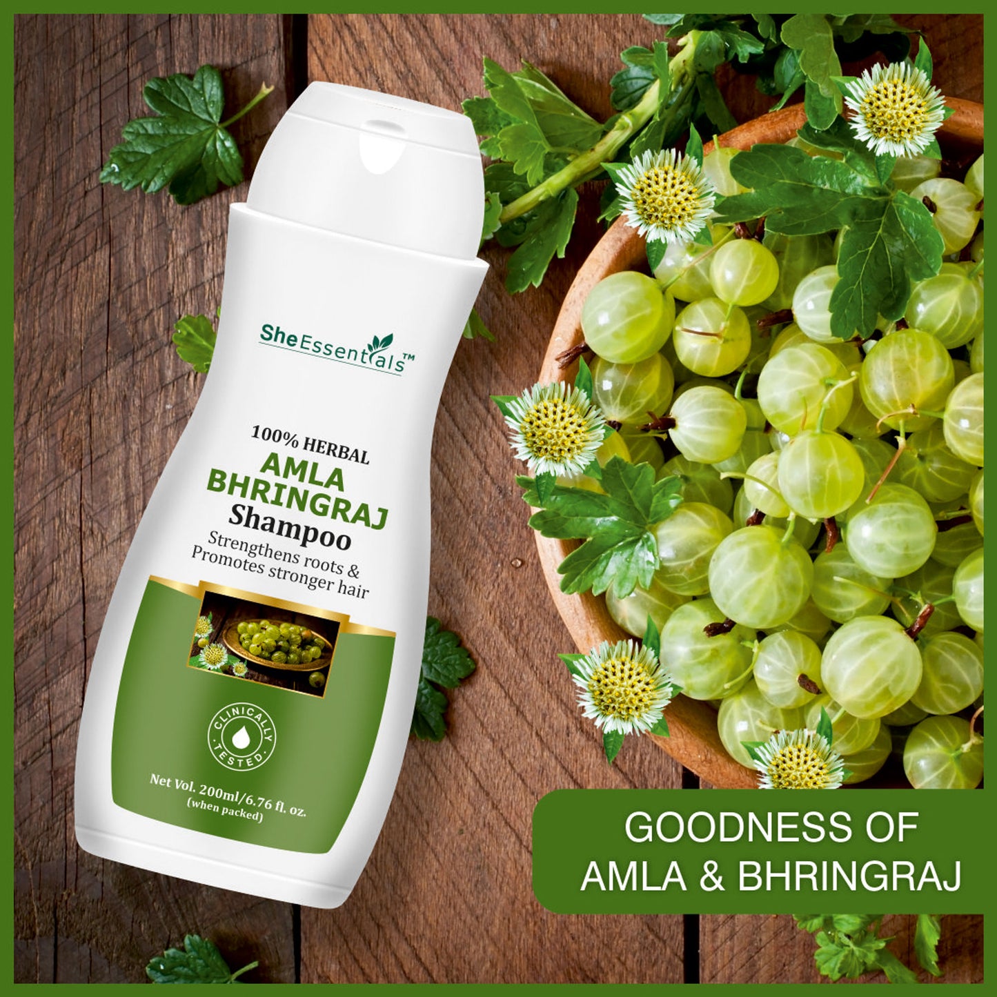 She Essentials Amla Bhringraj Hair Shampoo For Anti Dandruff, Growth - Men & Women