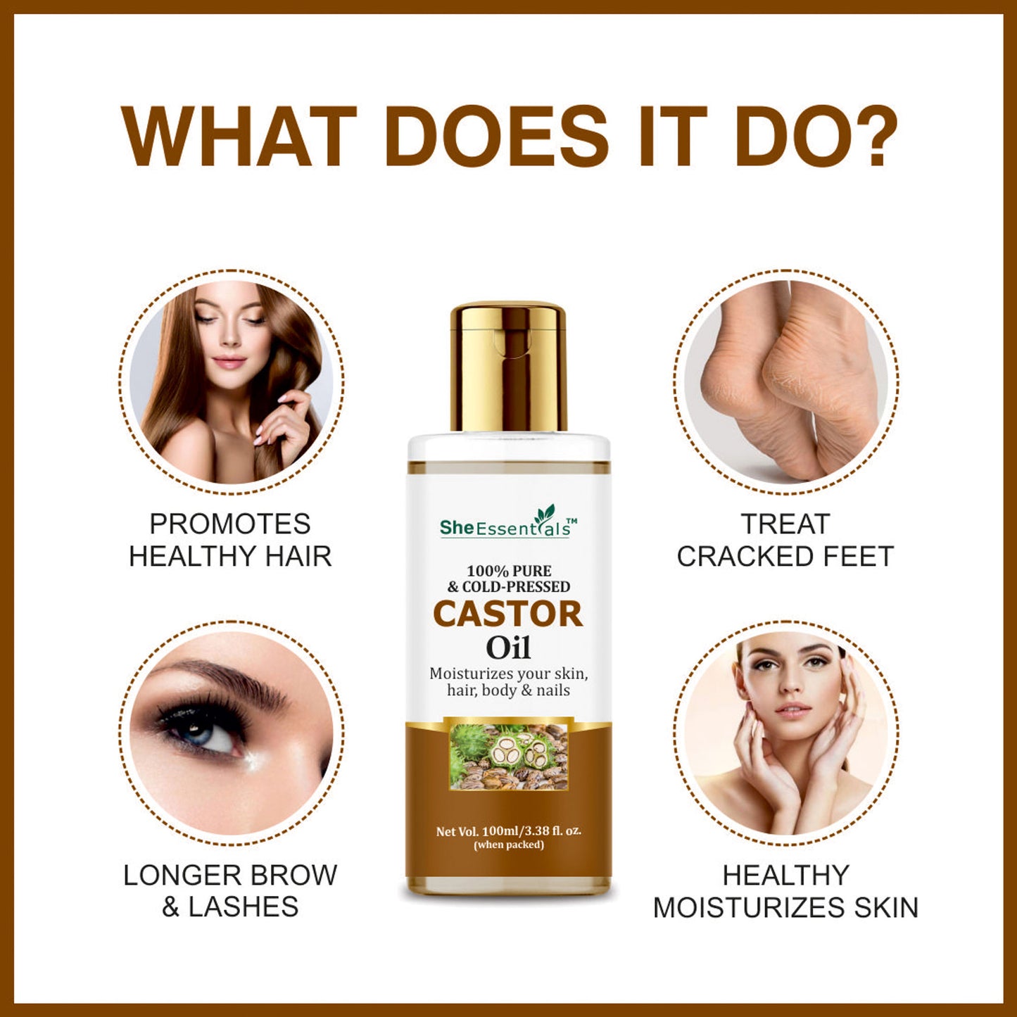 She Essentials Pure Cold Pressed Natural Hair & Skin Oil With Castor