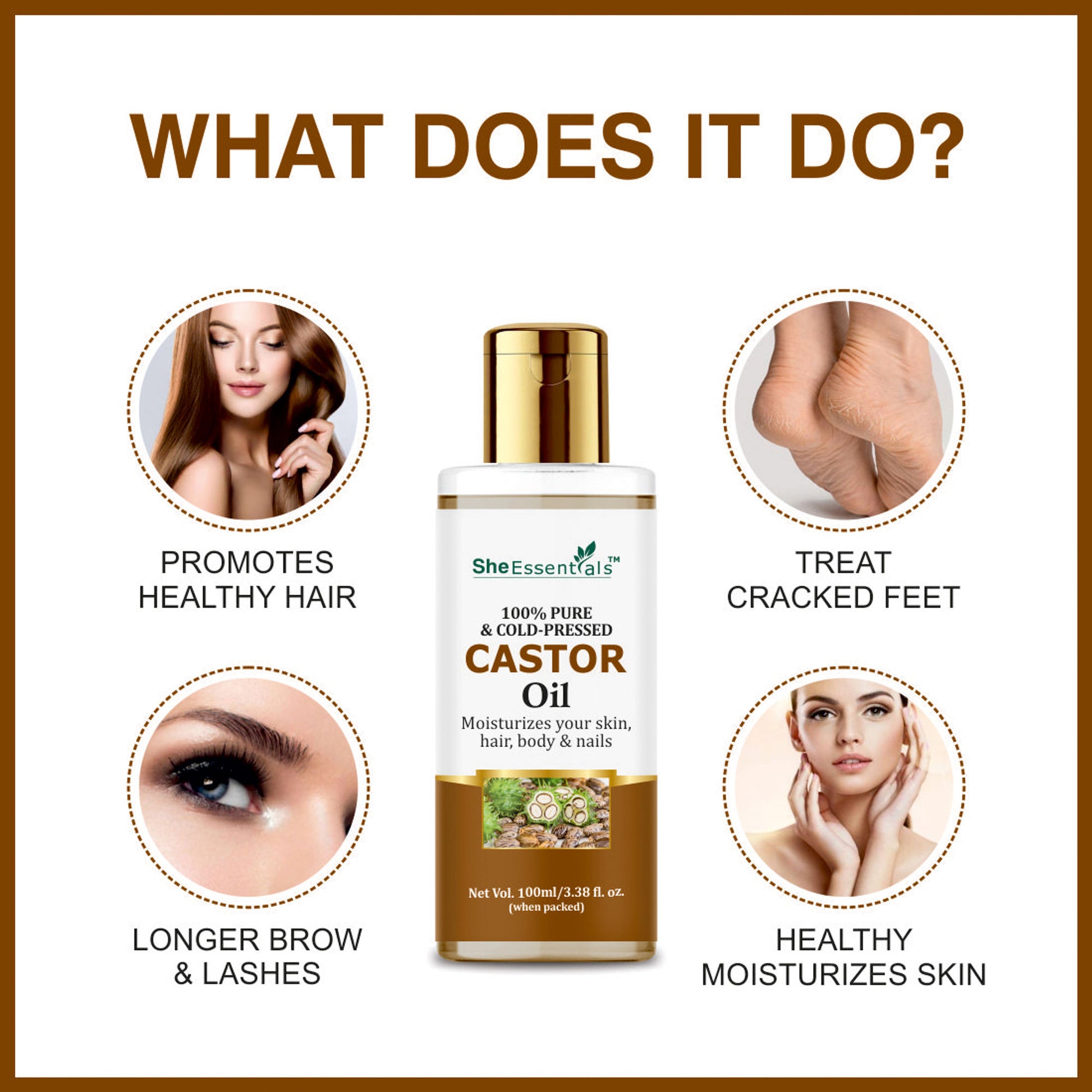 She Essentials Pure Cold Pressed Natural Hair & Skin Oil With Castor