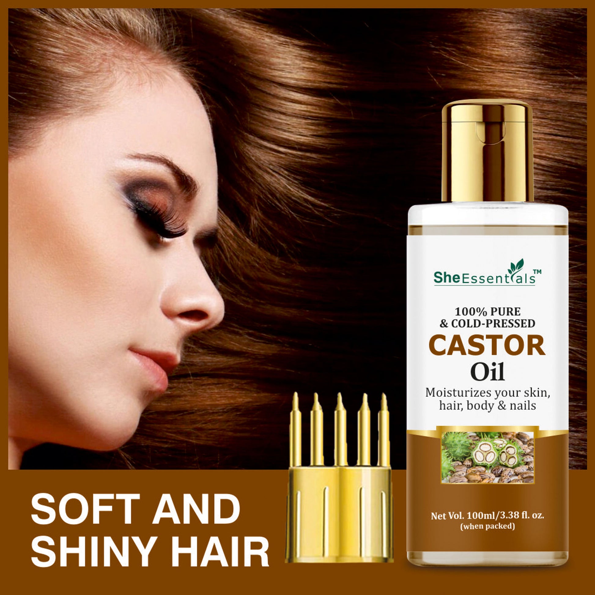 She Essentials Pure Cold Pressed Natural Hair & Skin Oil With Castor