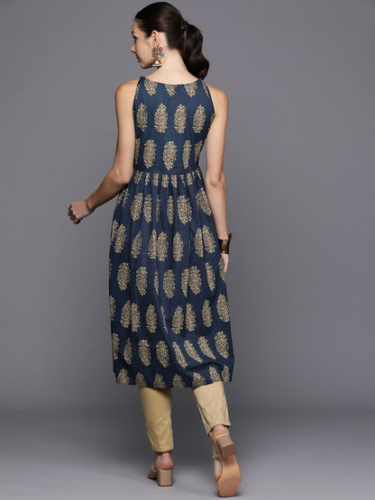 Indyancart IE Ethnic Motifs Printed A-Line Kurta