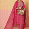Indyancart IE Women Ethnic Motifs Printed Regular Thread Work Pure Cotton Kurta with Trousers & With Dupatta