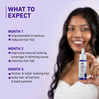 Plum Rosemary & 3% Redensyl Hair Growth Serum bottle with dropper, designed to promote hair growth and scalp health.