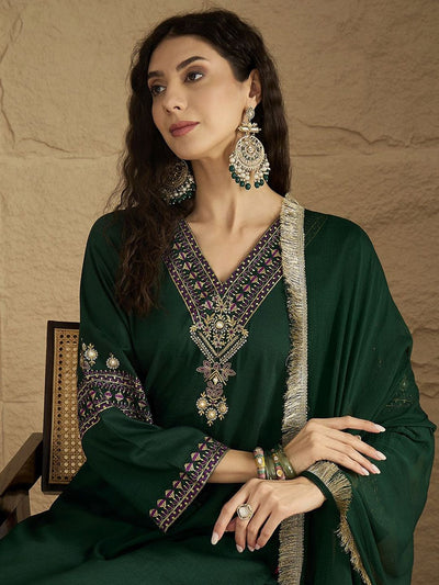 Indyancart VA Women's Ethnic Motifs Printed Kurta with Trousers & Dupatta