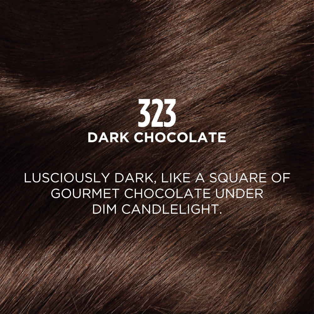 L'Oreal Paris Casting Creme Gloss Dark Chocolate hair color tube, showing rich, glossy dark brown shade for conditioning hair color.