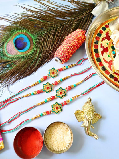 Anouk Pack of 4 Meenakari Kundan Traditional Rakhi