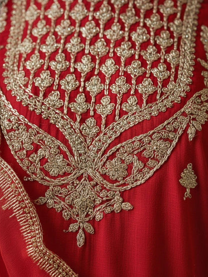 Indyancart VA Women Ethnic Motifs Embroidered Regular Kurta with Sharara & With Dupatta