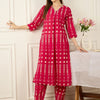 Indyancart IE Printed Mandarin Collar Pure Cotton Top With Trousers