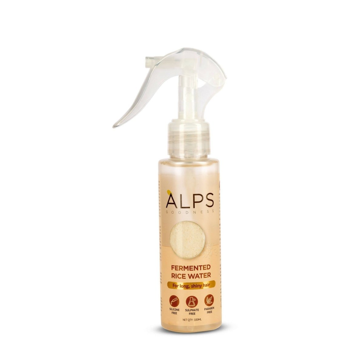 Alps Goodness Fermented Rice Water Face Toner bottle for hair and skin care, with a clean, minimalist design on a white background.