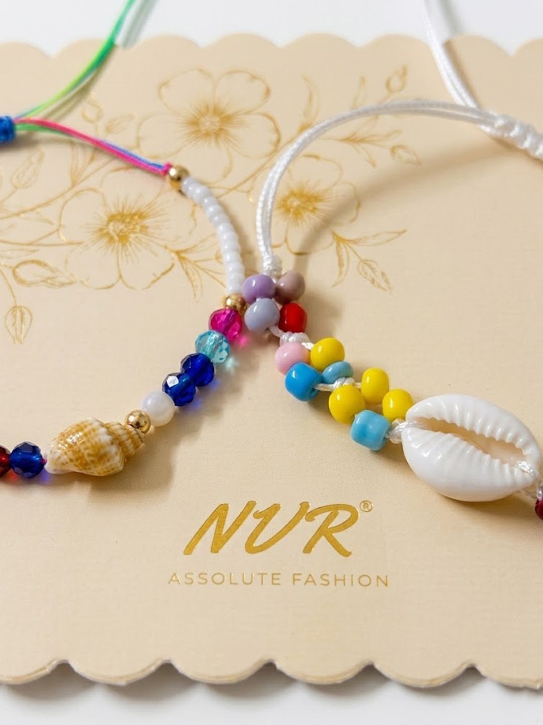 Anouk Set Of 2 Artificial Beads Thread Rakhi With Roli Chawal Chandan Mishri