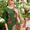 Dhiyona IE Floral Embroidered Regular Thread Work Straight Kurta with Trousers & Dupatta