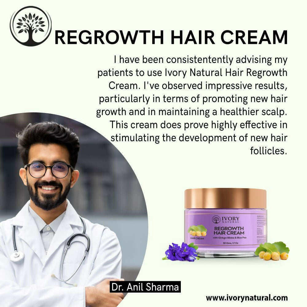 Ivory Natural hair growth cream in a jar, natural hair mask for stronger, healthier hair with ivory-colored packaging.
