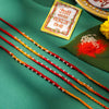 Dhiyona Men Set Of 4 Pearls Traditional Red Thread Rakhi With Roli Chawal For Rakshabandhan