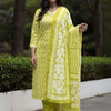 Indyancart IE Chevron Printed V-Neck Pure Cotton Straight Kurta & Salwar With Dupatta