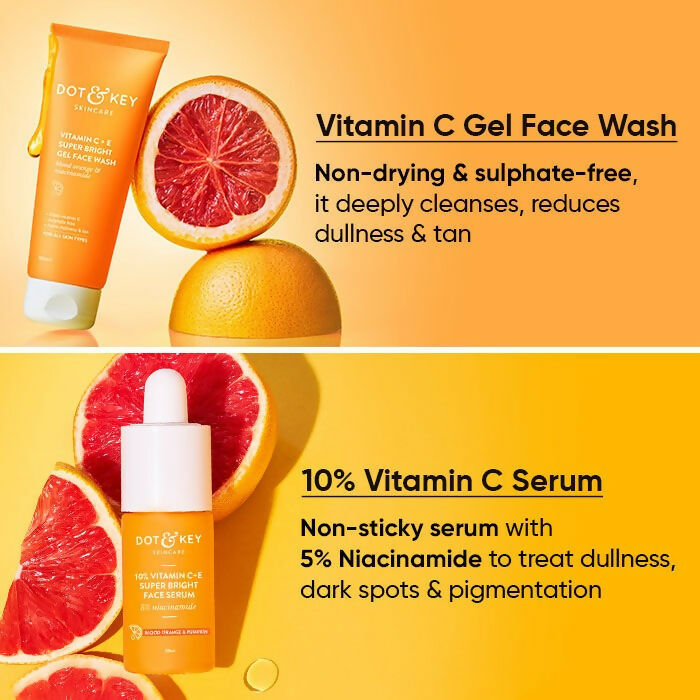 Dot & Key Vitamin C + E sunscreen in a sleek tube, part of the skincare routine combo, providing sun protection and brightening benefits.
