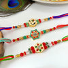 Dhiyona 3 pcs Meenakari Kundan Traditional Handmade Rakhi for Brother