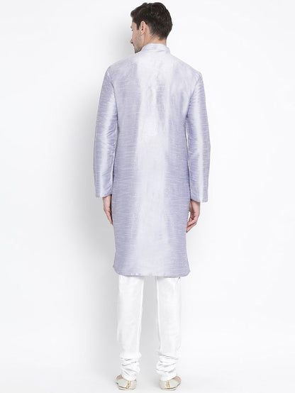 Men's Light Blue Silk Blend Straight Kurta Pyjama Set