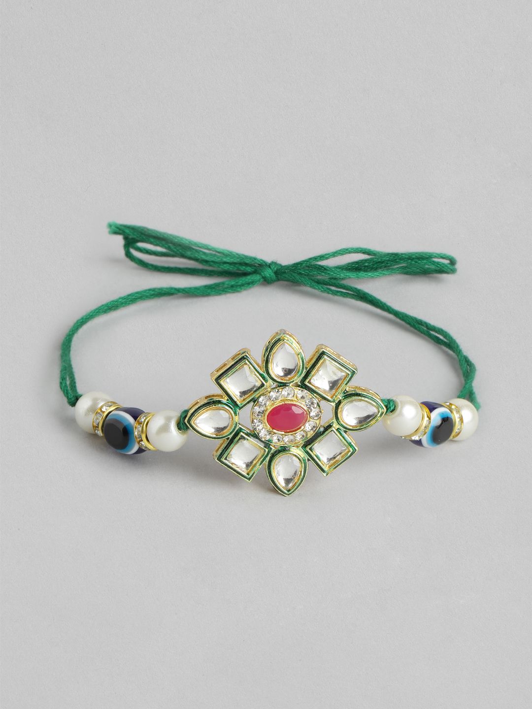 Anouk Unisex Set of 2 Beaded Bhai Bhabhi Rakhis With Roli & Chawal