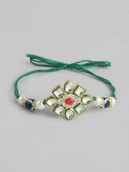 Anouk Unisex Set of 2 Beaded Bhai Bhabhi Rakhis With Roli & Chawal