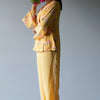 Women's Yellow Crepe Silk Printed Co-ord Set With Detailing Lace Work on Bottom Seam Line