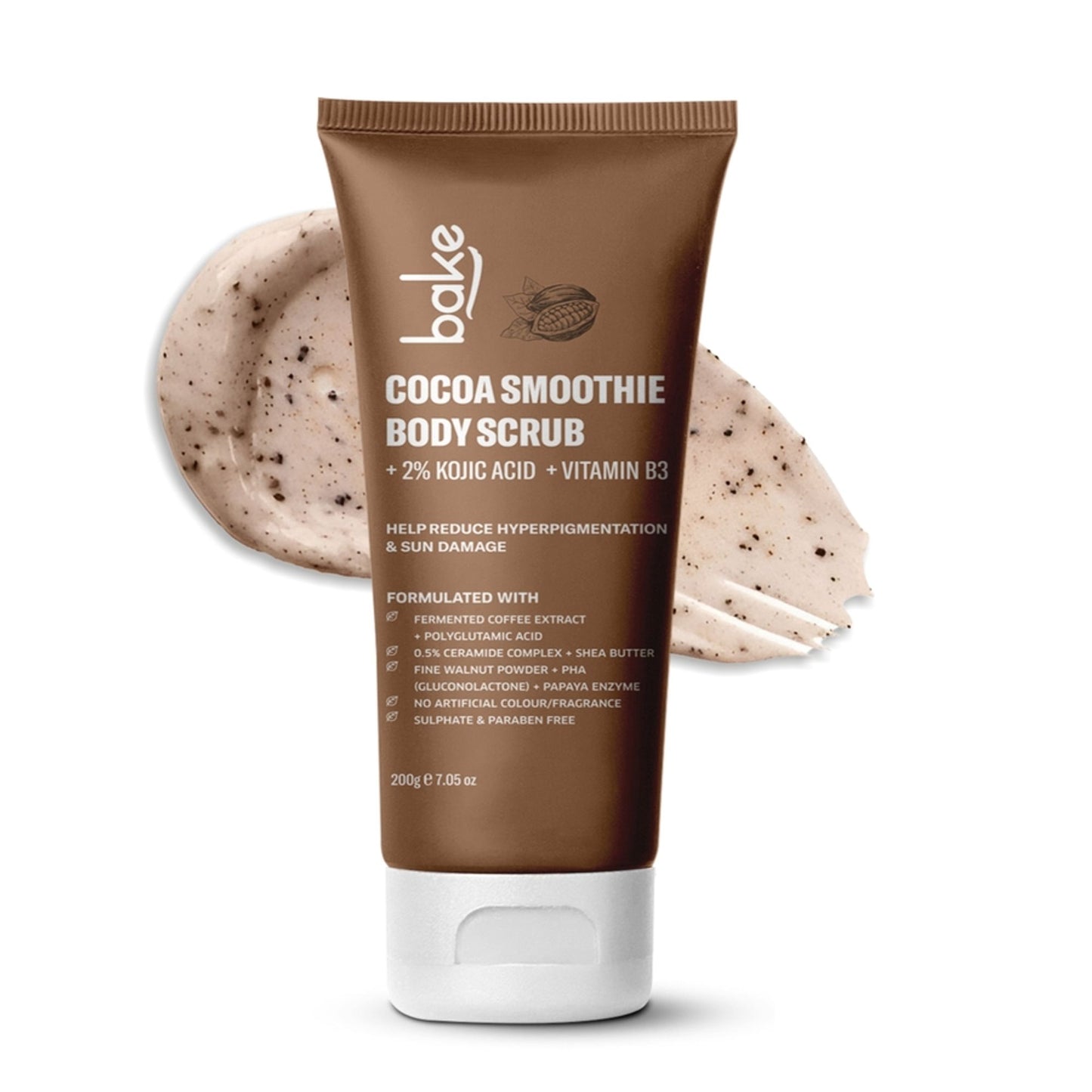 BAKE 2% Kojic Acid Cocoa Smoothie Body Scrub For Dark Spots, Pigmentation & Tan Removal