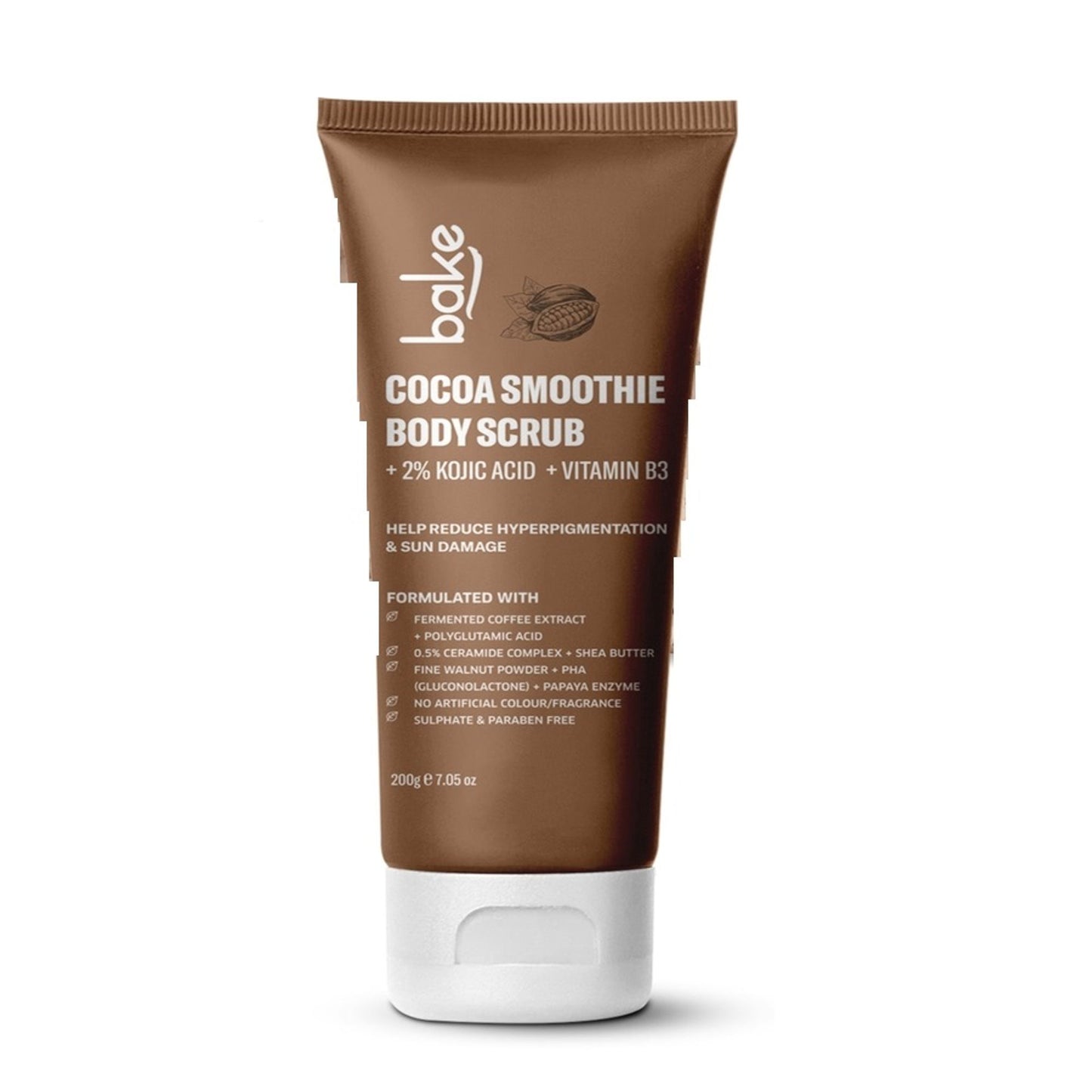 BAKE 2% Kojic Acid Cocoa Smoothie Body Scrub For Dark Spots, Pigmentation & Tan Removal