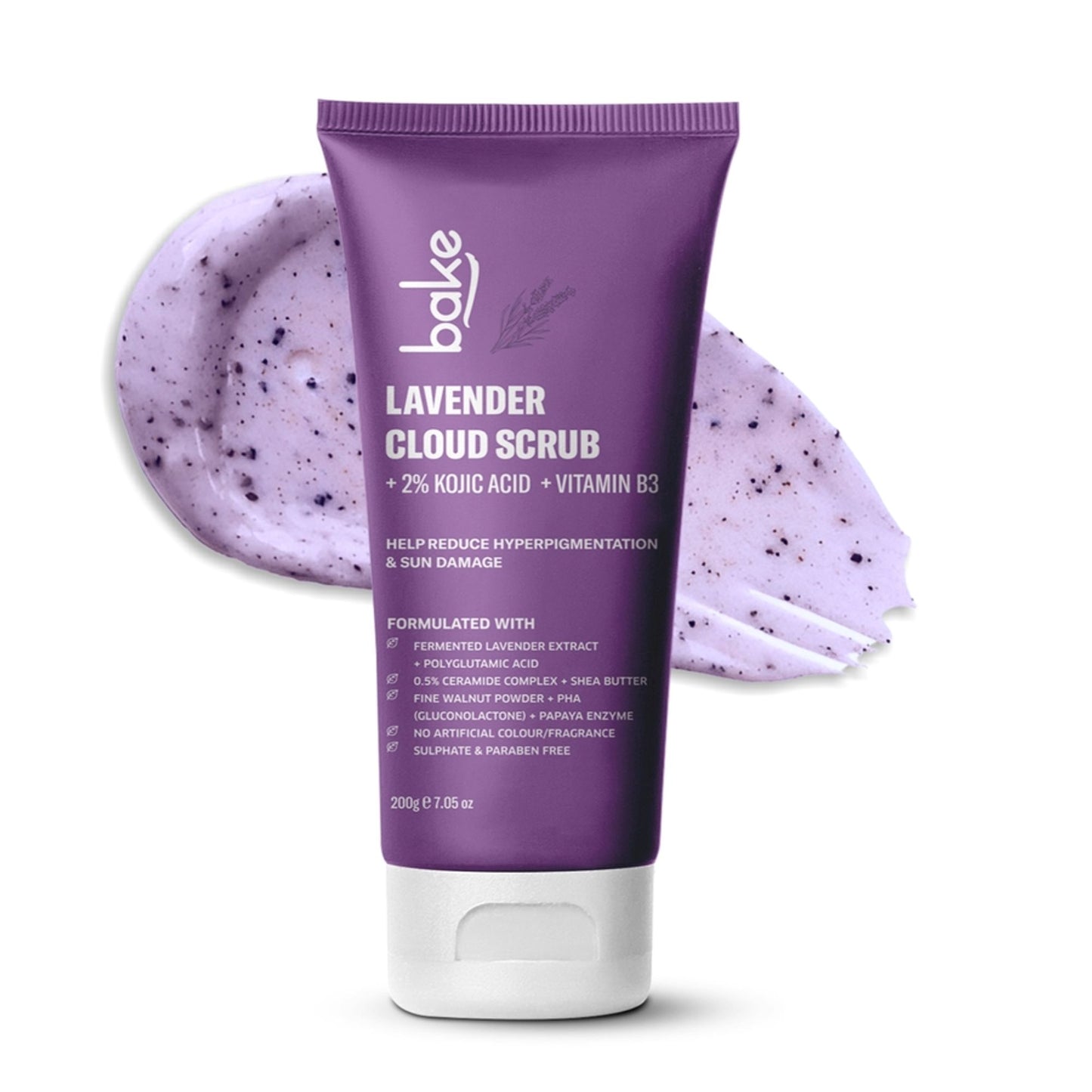 Bake 2% Kojic Acid Lavender Smoothie Body Scrub For Dark Spots, Pigmentation & Strawberry Legs
