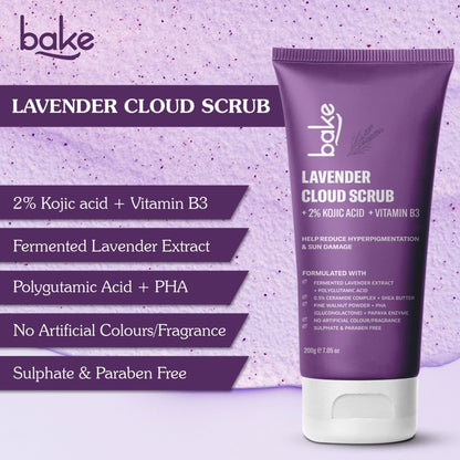 Bake 2% Kojic Acid Lavender Smoothie Body Scrub For Dark Spots, Pigmentation & Strawberry Legs