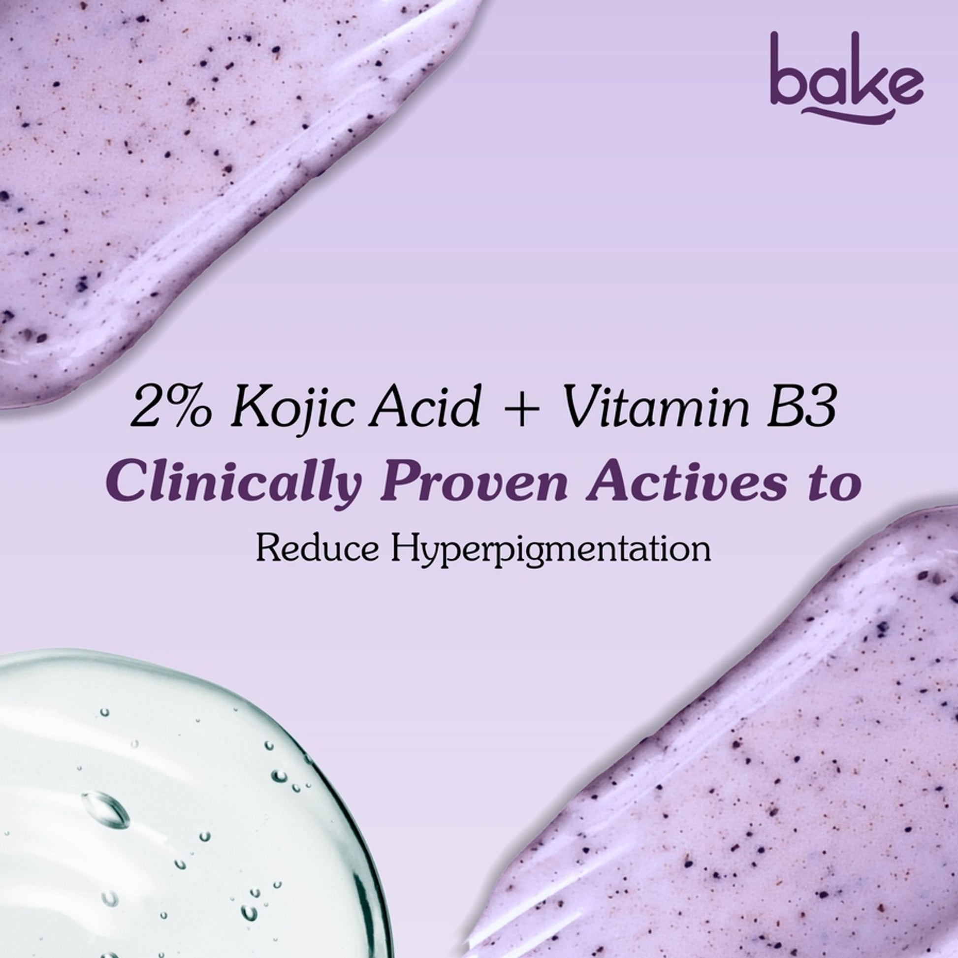 Bake 2% Kojic Acid Lavender Smoothie Body Scrub For Dark Spots, Pigmentation & Strawberry Legs
