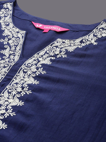 Indyancart VA Women's Ethnic Motifs Embroidered Kurta with Trousers & Dupatta