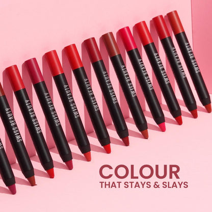 Swiss Beauty Matte Long Lasting Stay Maxx Lip Crayon Lipstick Matte Finish - Bloodshot Maroon