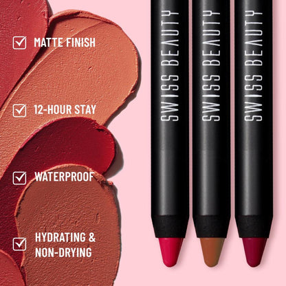 Swiss Beauty Matte Long Lasting Stay Maxx Lip Crayon Lipstick Matte Finish - Murphy Wine