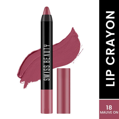 Swiss Beauty Matte Long Lasting Stay Maxx Lip Crayon Lipstick Matte Finish - Mauve On