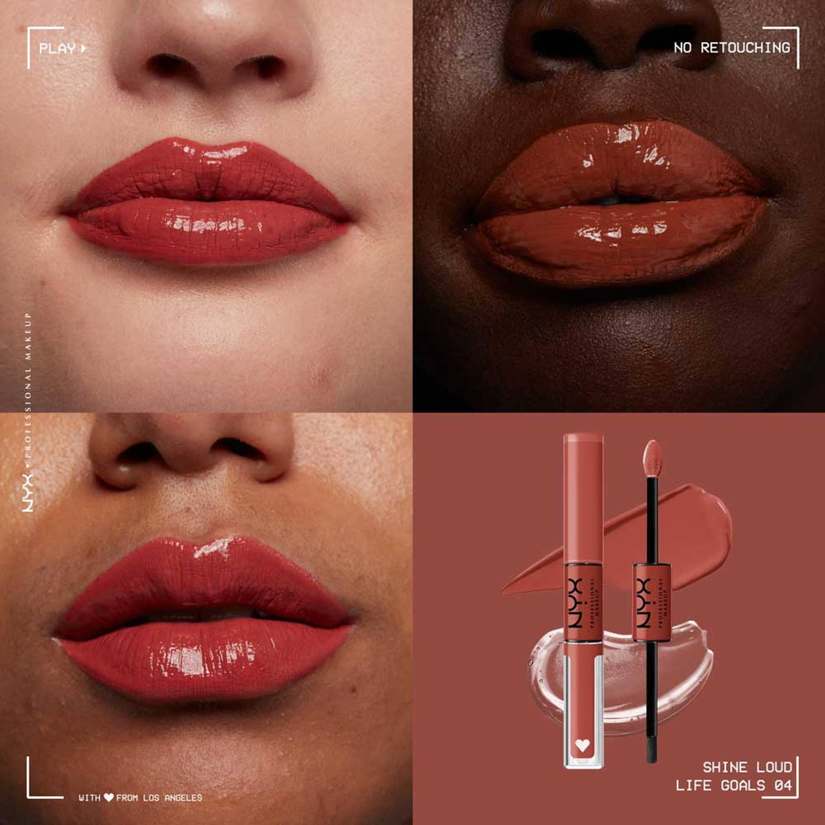 NYX Professional Makeup Shine Loud High Shine Lip Color and Gloss in Life Goals, vibrant lip product with glossy finish