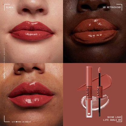 NYX Professional Makeup Shine Loud High Shine Lip Color and Gloss in Life Goals, vibrant lip product with glossy finish