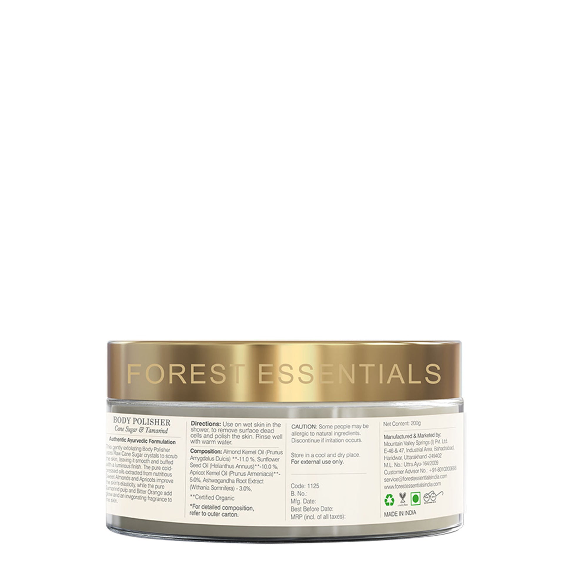 Forest Essentials Body Polisher Cane Sugar & Tamarind Mild Ayurvedic Exfoliating Scrub
