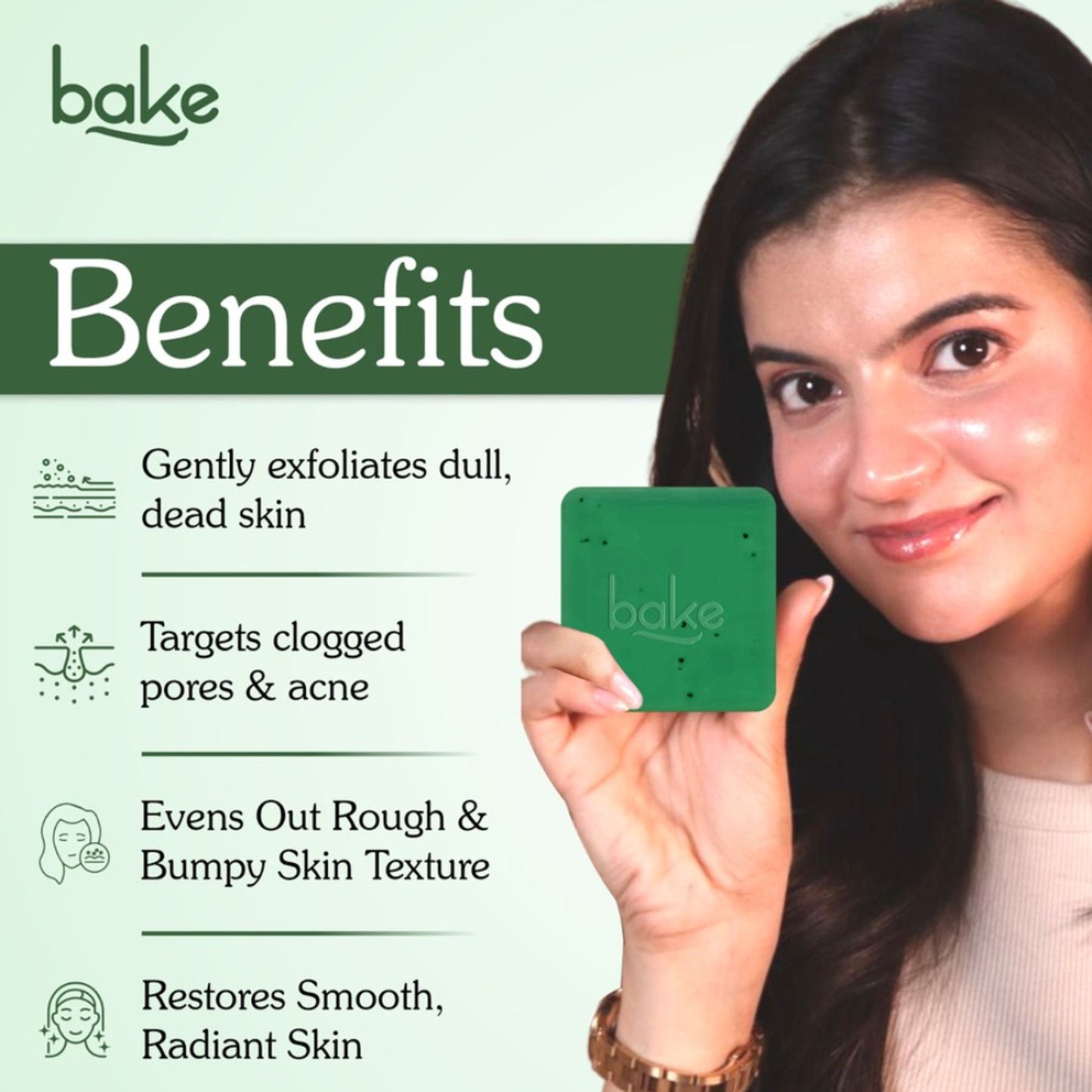 BAKE 10% AHA + 1% BHA Soap For Clogged Pores, Exfoliation & Strawberry Skin - Pack of 2