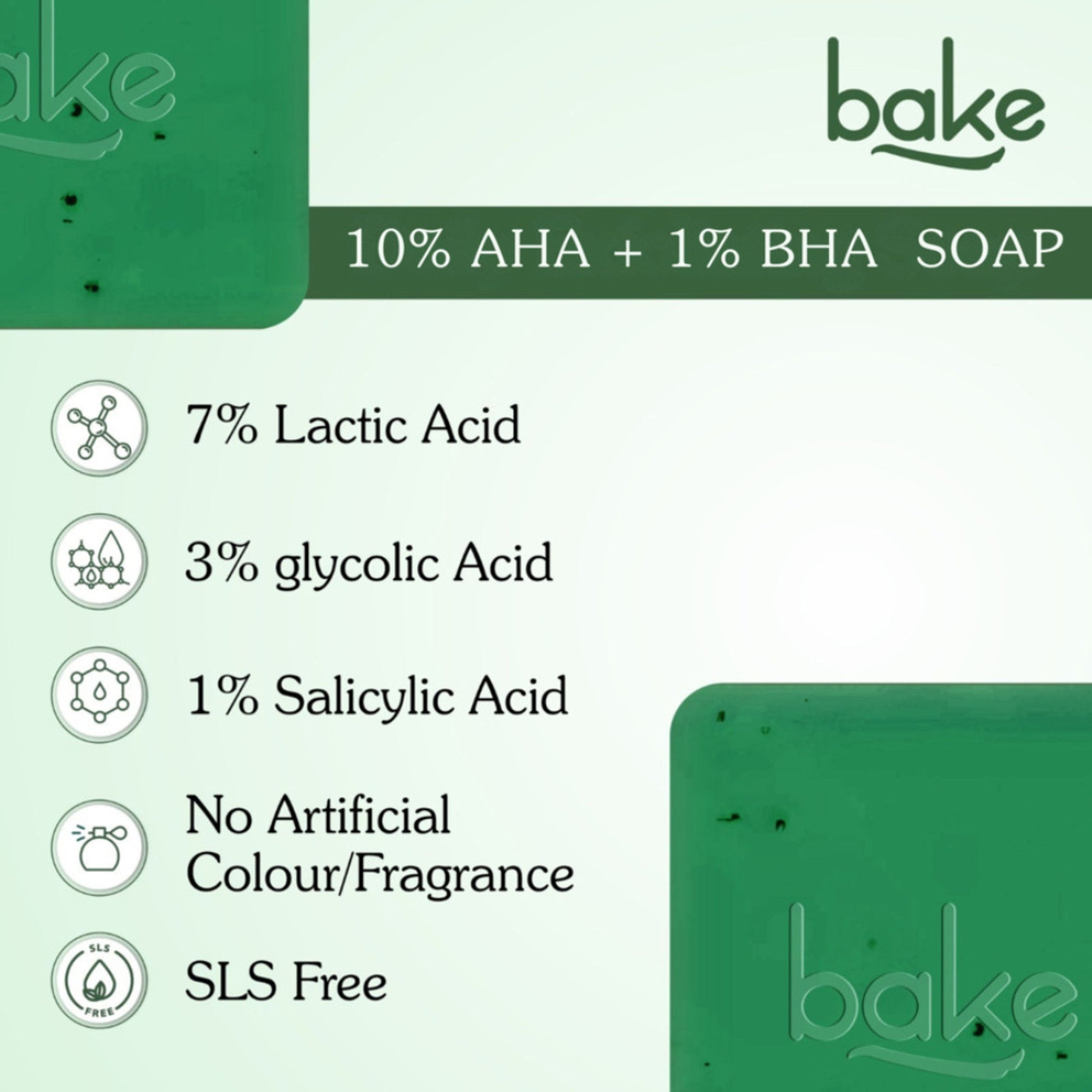 BAKE 10% AHA + 1% BHA Soap For Clogged Pores, Exfoliation & Strawberry Skin - Pack of 2
