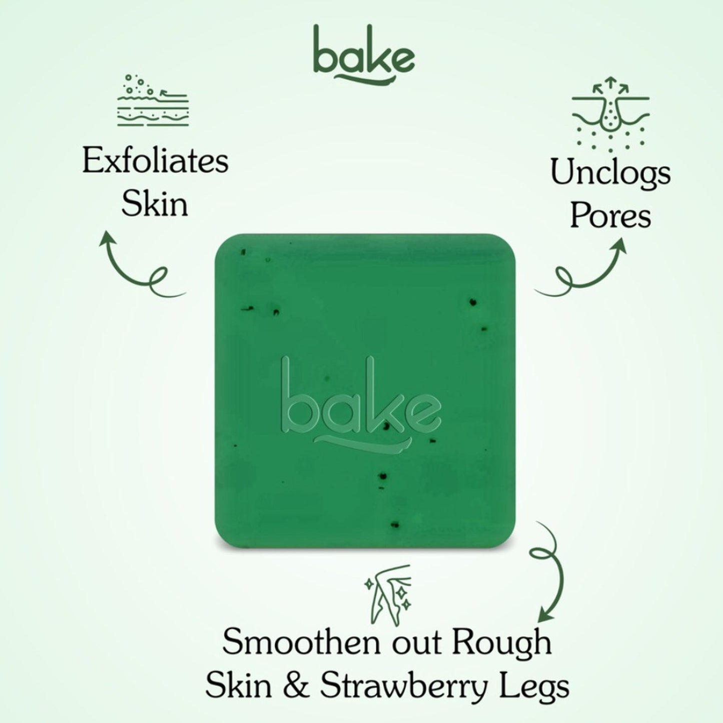 BAKE 10% AHA + 1% BHA Soap For Clogged Pores, Exfoliation & Strawberry Skin - Pack of 2