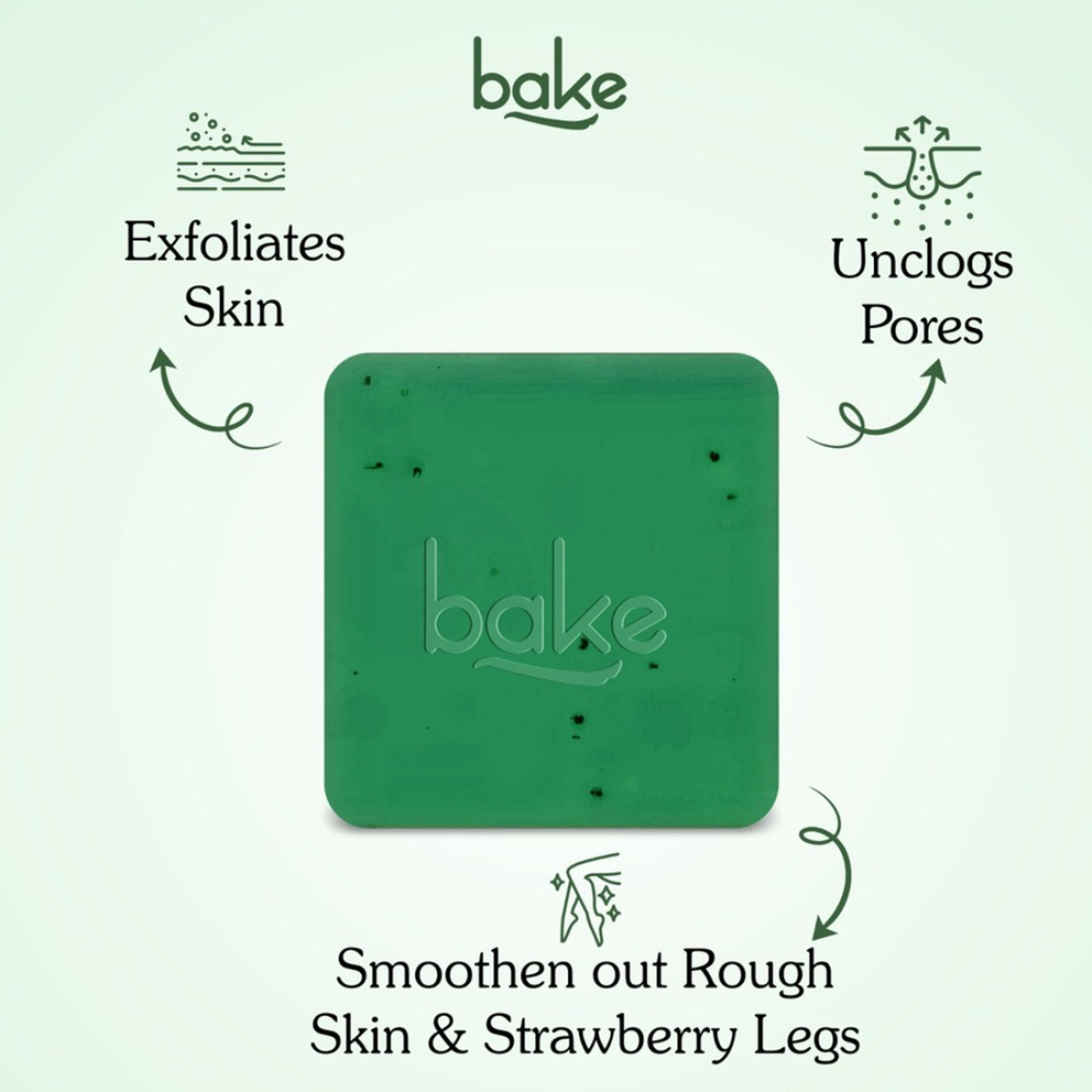 BAKE 10% AHA + 1% BHA Soap For Clogged Pores, Exfoliation & Strawberry Skin - Pack of 2