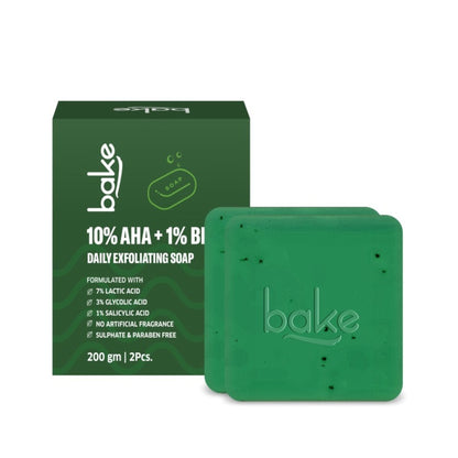 BAKE 10% AHA + 1% BHA Soap For Clogged Pores, Exfoliation & Strawberry Skin - Pack of 2