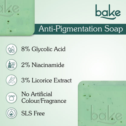 BAKE 8% Glycolic Acid Soap For Pigmentation, Exfoliation & Tan Removal -Pack of 2