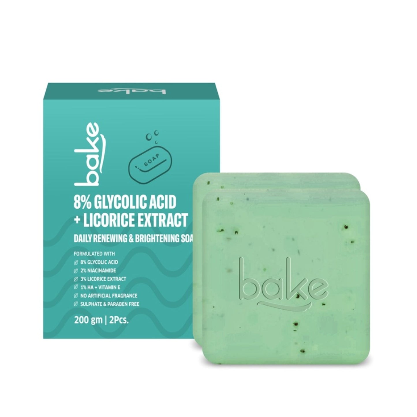 BAKE 8% Glycolic Acid Soap For Pigmentation, Exfoliation & Tan Removal -Pack of 2