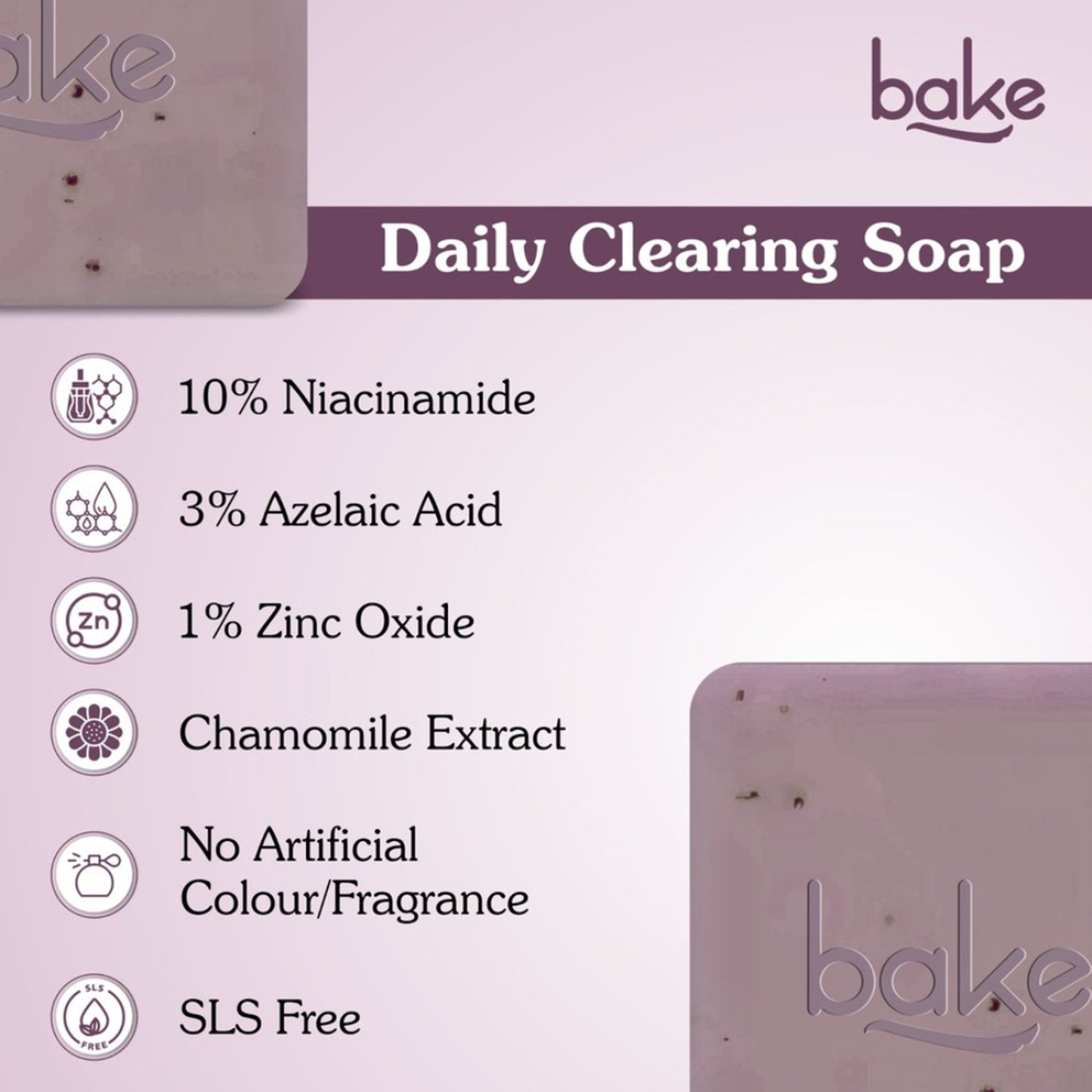 BAKE 10% Niacinamide + Azelaic Acid Soap for Body & Back Acne, Bright & Spot-Free Skin -Pack of 2