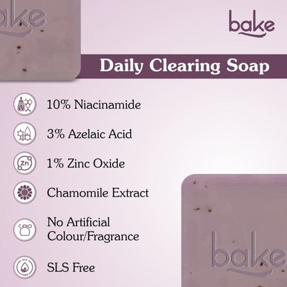 BAKE 10% Niacinamide + Azelaic Acid Soap for Body & Back Acne, Bright & Spot-Free Skin -Pack of 2