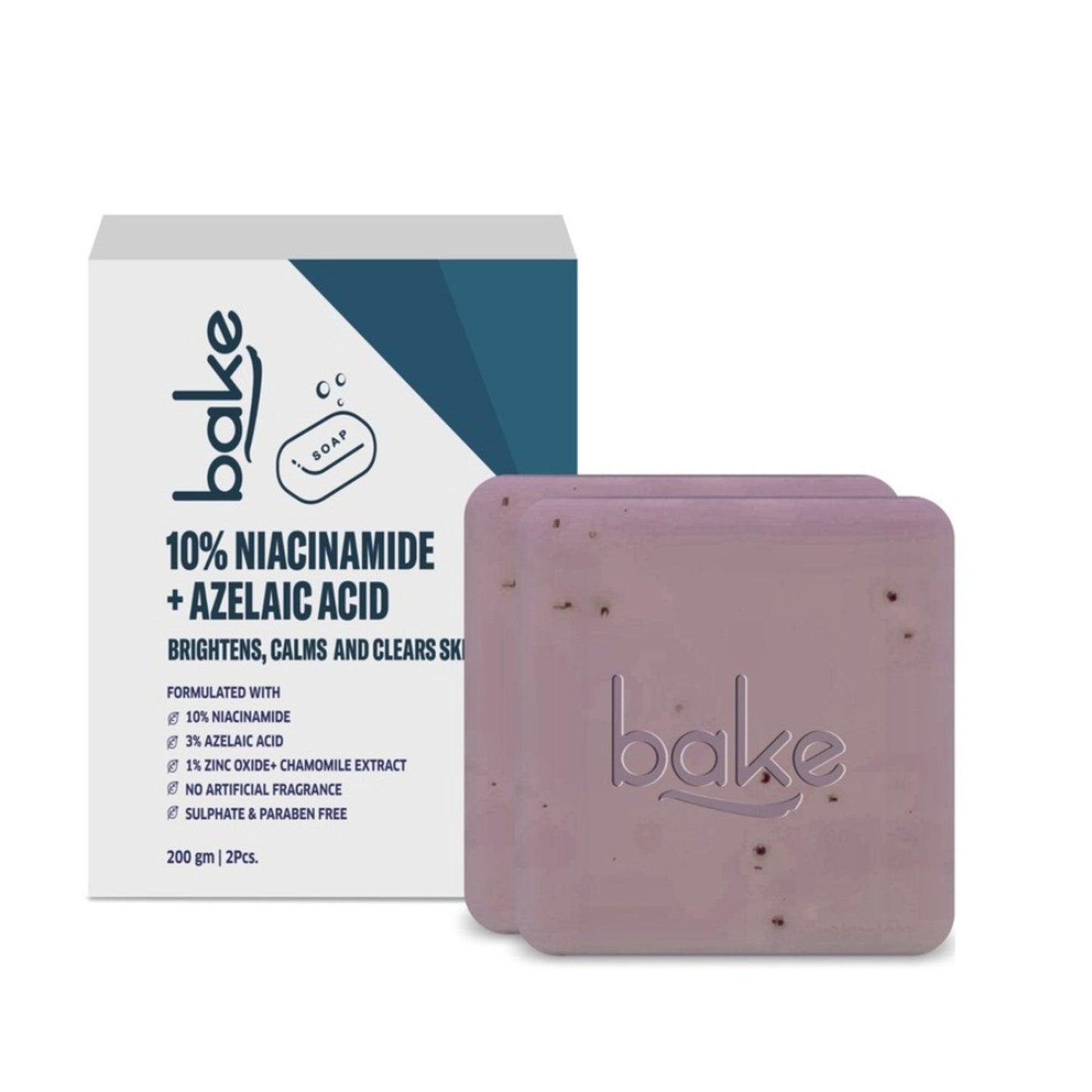 BAKE 10% Niacinamide + Azelaic Acid Soap for Body & Back Acne, Bright & Spot-Free Skin -Pack of 2