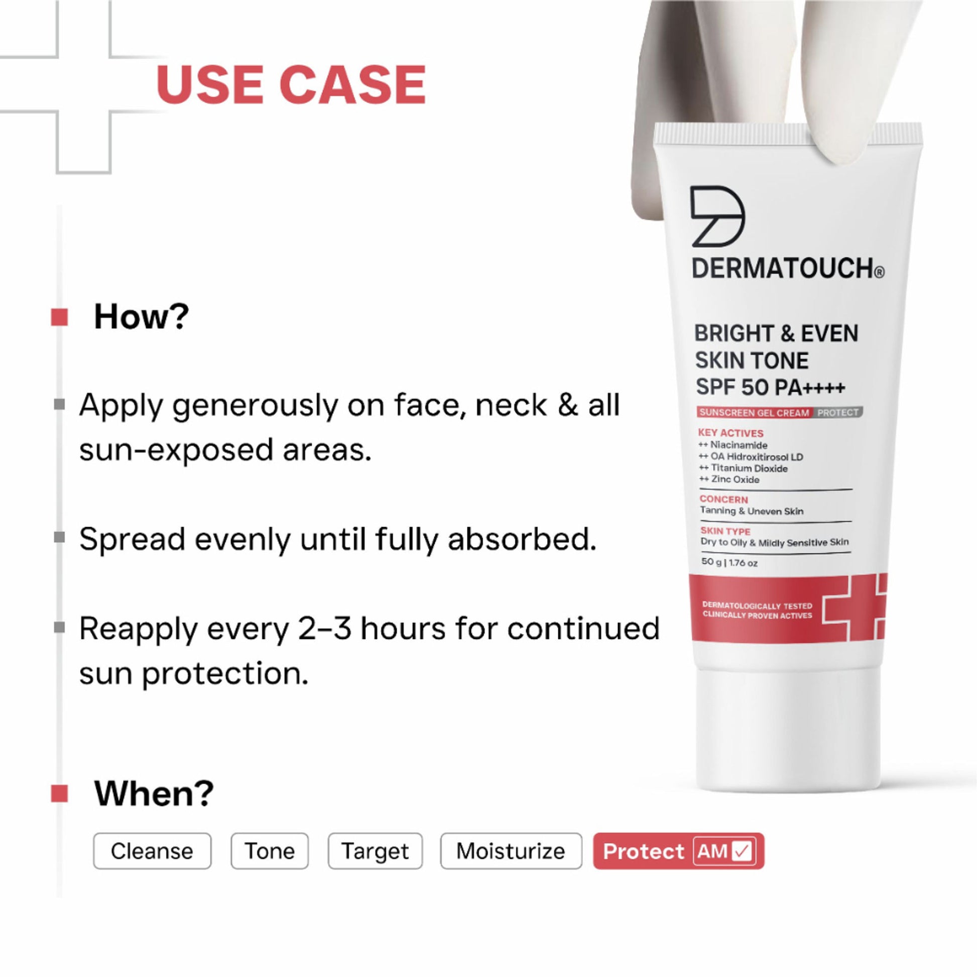 Dermatouch Bright & Even Skin Tone SPF 50 PA++++ Sunscreen Gel Cream